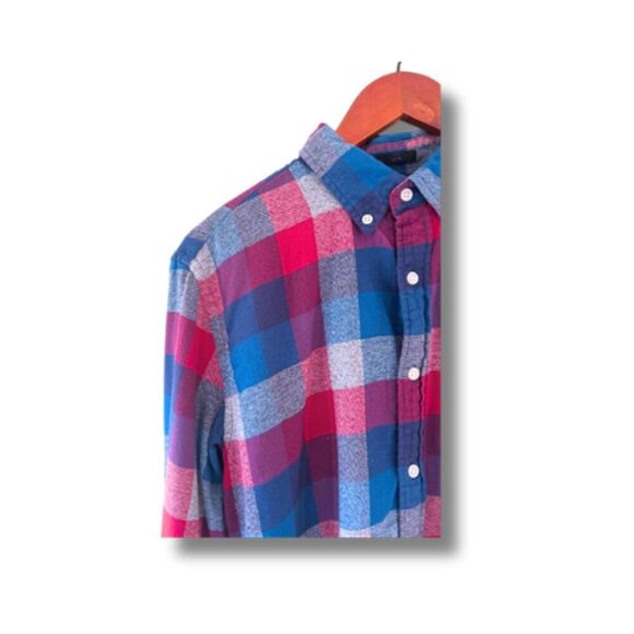 J. Crew Men Button Down Slim Flannel Shirt Size M Long Sleeve Casual - Picture 4 of 7